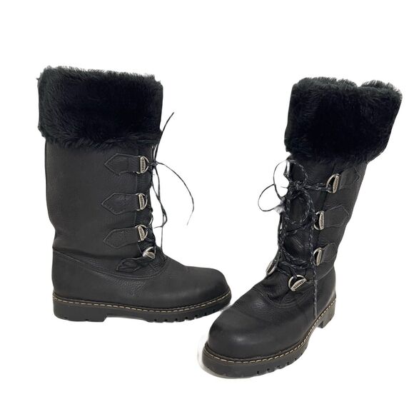 Sorel Leather Faux Fur Winter Boots Size 6 Black Outdoor Snow Apres Ski - Picture 11 of 11